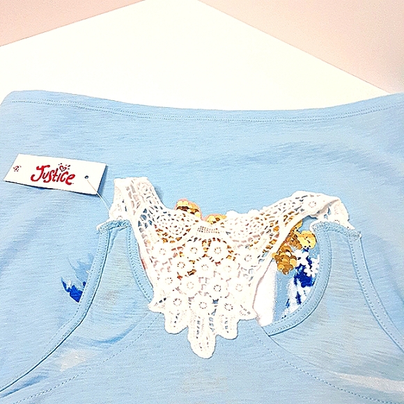 Justice Girls Crochet Yoke Unicorn Sequin Tank - Picture 4 of 5